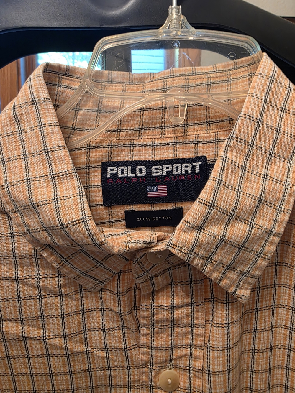 Ralph Lauren Polo Sport Orange Plaid Button-Down Shirt Sz Lg